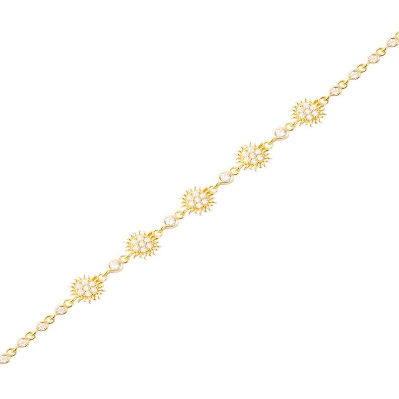 Pulsera Plata Esterlina 925 Cinco Soles Revestido Oro 18kt-1