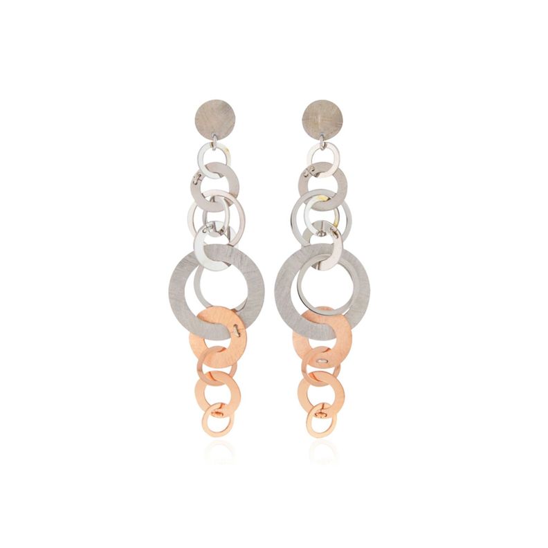 Aros de Plata Esterlina 925 Discos Bicolor Revestido en Oro 18kt-0