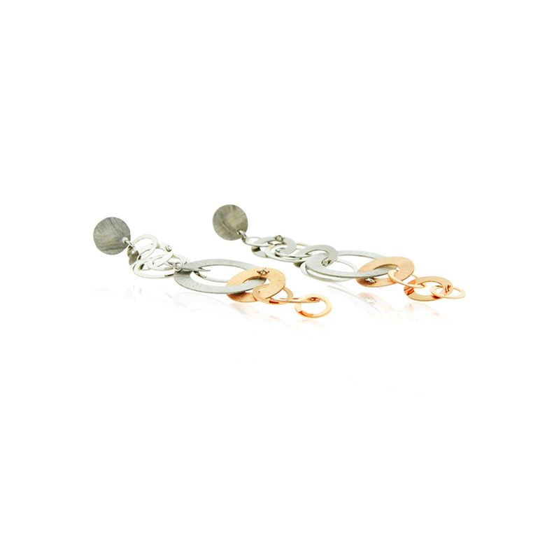 Aros de Plata Esterlina 925 Discos Bicolor Revestido en Oro 18kt-1