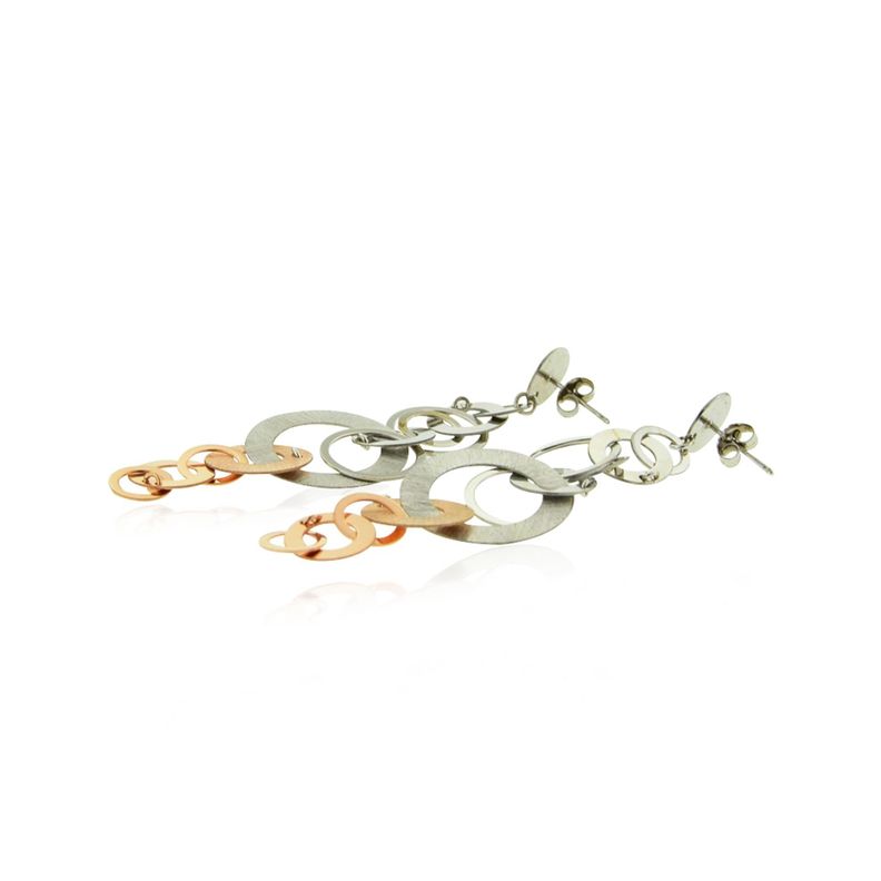 Aros de Plata Esterlina 925 Discos Bicolor Revestido en Oro 18kt-2