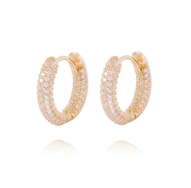 Aros de Oro de 18kt Argollas con circón-0