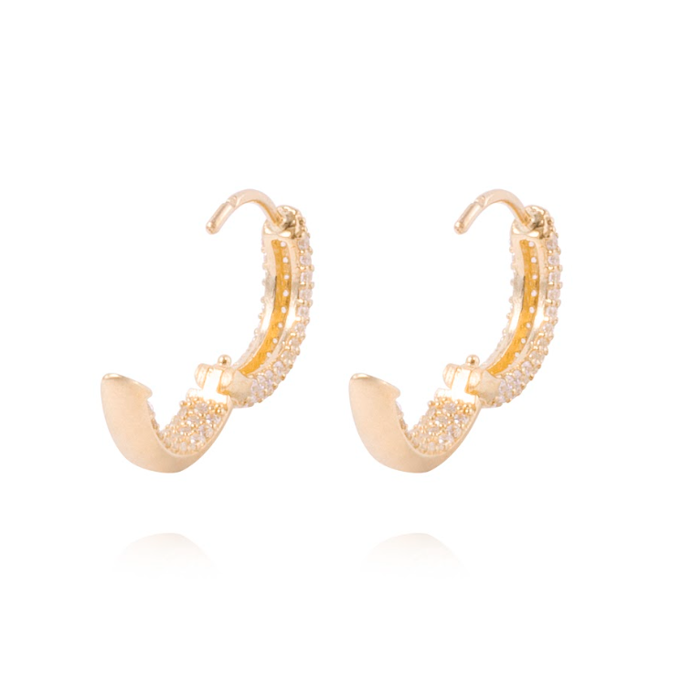 Aros de Oro de 18kt Argollas con circón-1
