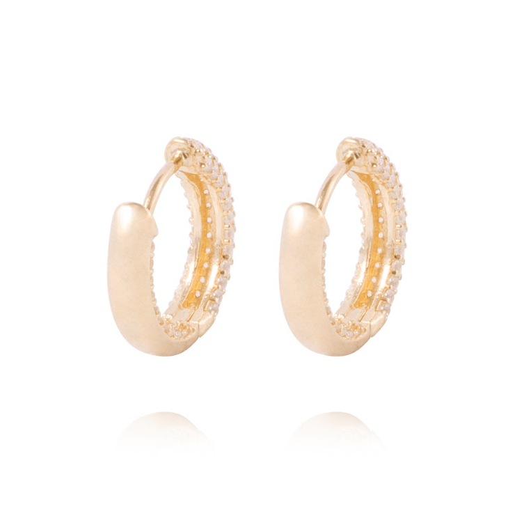 Aros de Oro de 18kt Argollas con circón-3