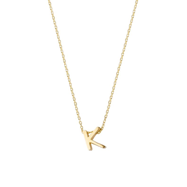 Collar de Plata Esterlina 925 Letra K Revestido en Oro 18kt-0