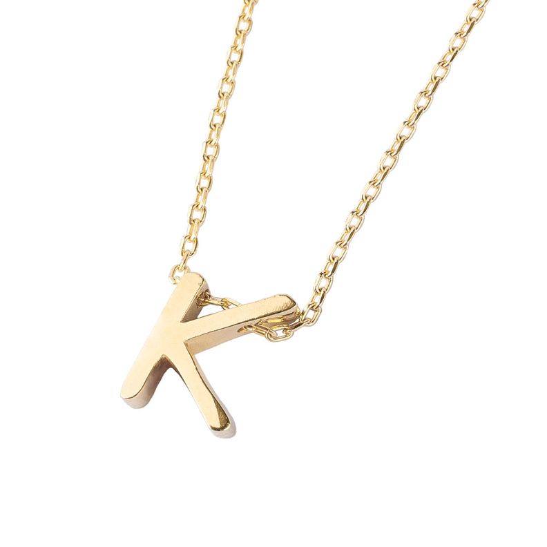 Collar de Plata Esterlina 925 Letra K Revestido en Oro 18kt-1