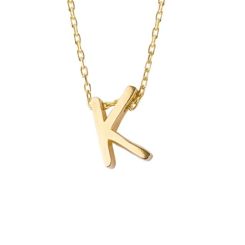 Collar de Plata Esterlina 925 Letra K Revestido en Oro 18kt-2