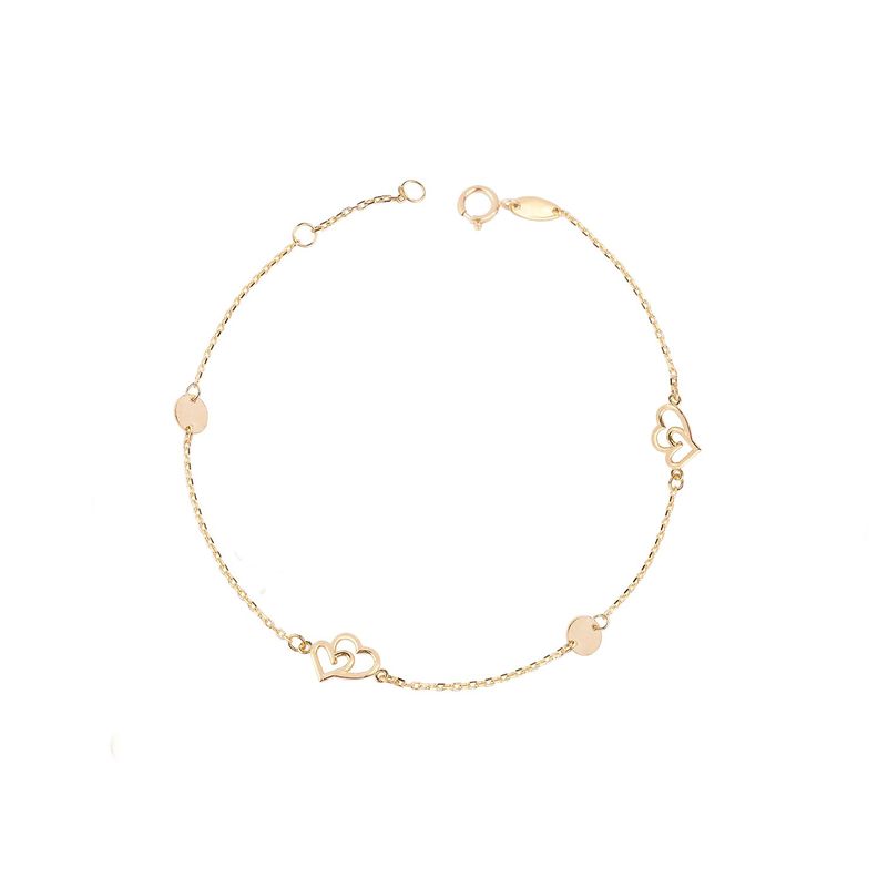 Pulsera de Oro 18kt Doble Corazon-0