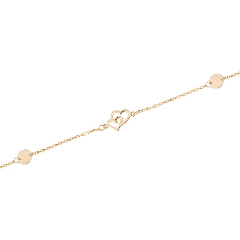 Pulsera de Oro 18kt Doble Corazon-1