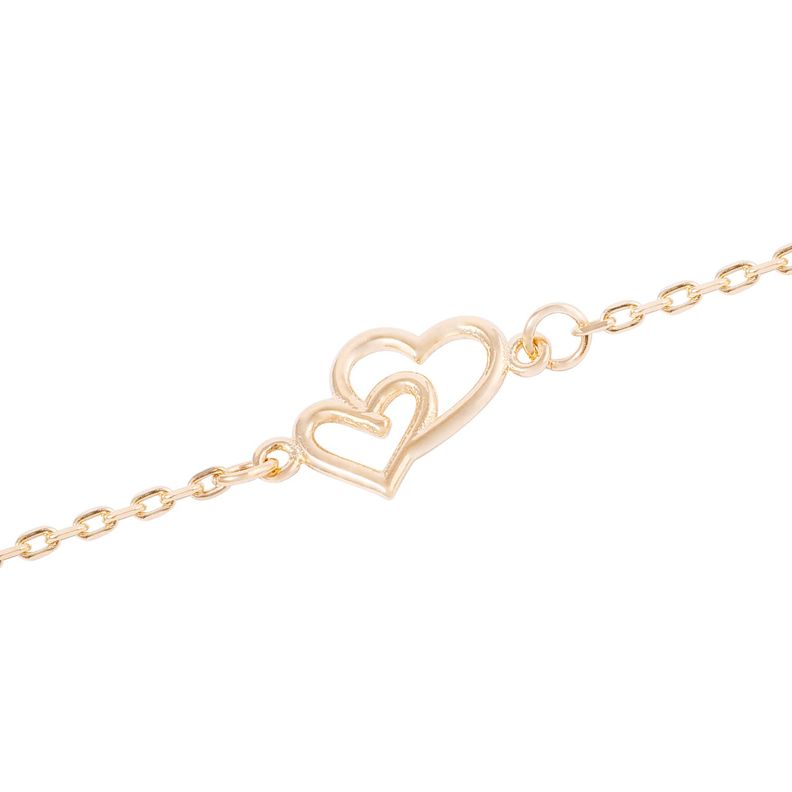 Pulsera de Oro 18kt Doble Corazon-2
