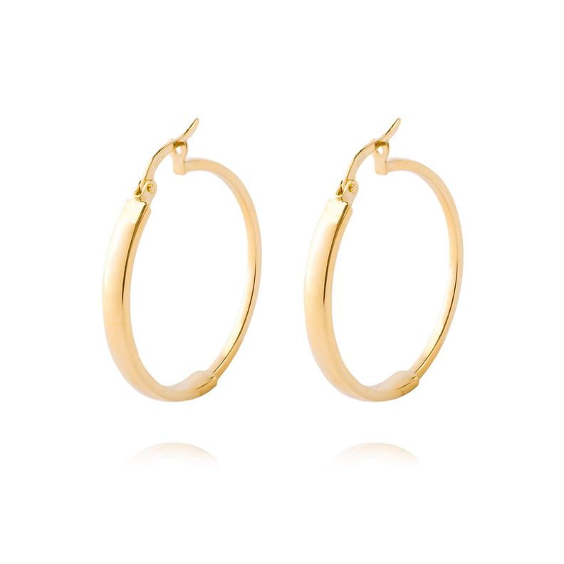 Aros de Oro 14kt Argolla Mitad Tubo 25mm-0