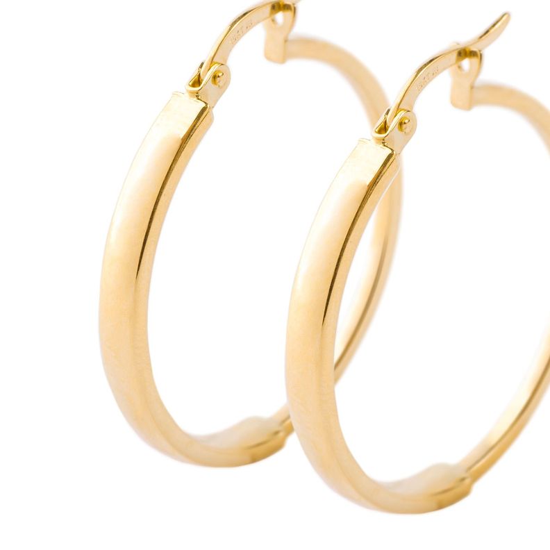 Aros de Oro 14kt Argolla Mitad Tubo 25mm-1