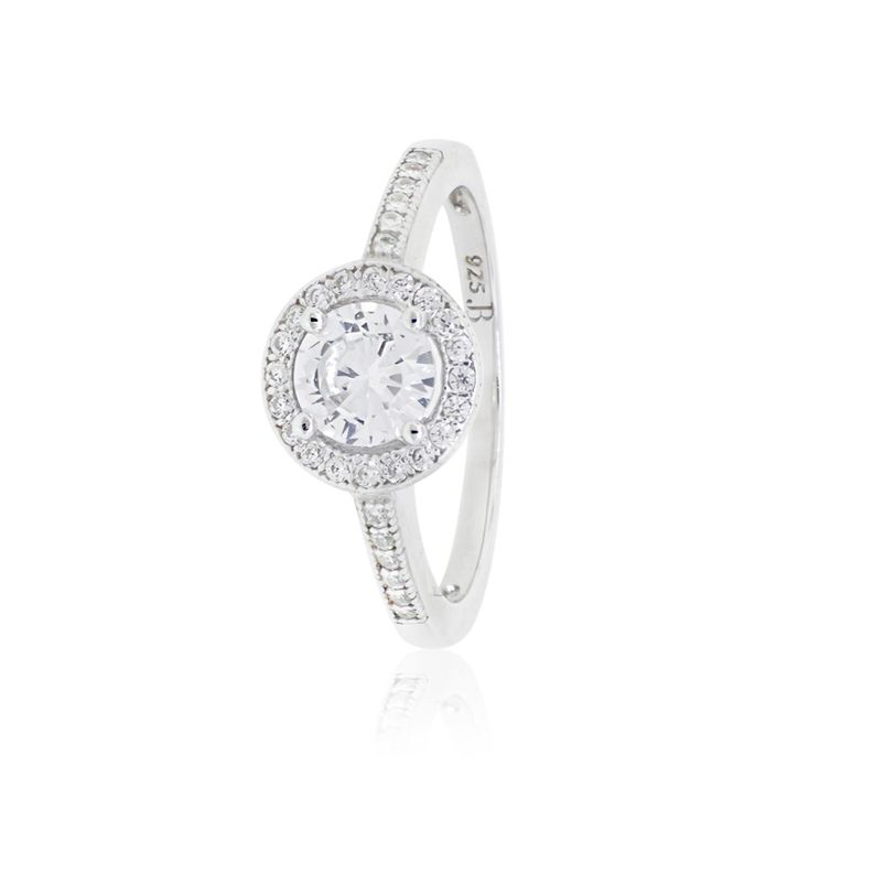 Anillo de Plata Esterlina 925 Solitario Redondo-0