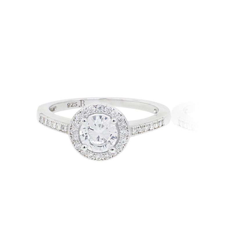 Anillo de Plata Esterlina 925 Solitario Redondo-2