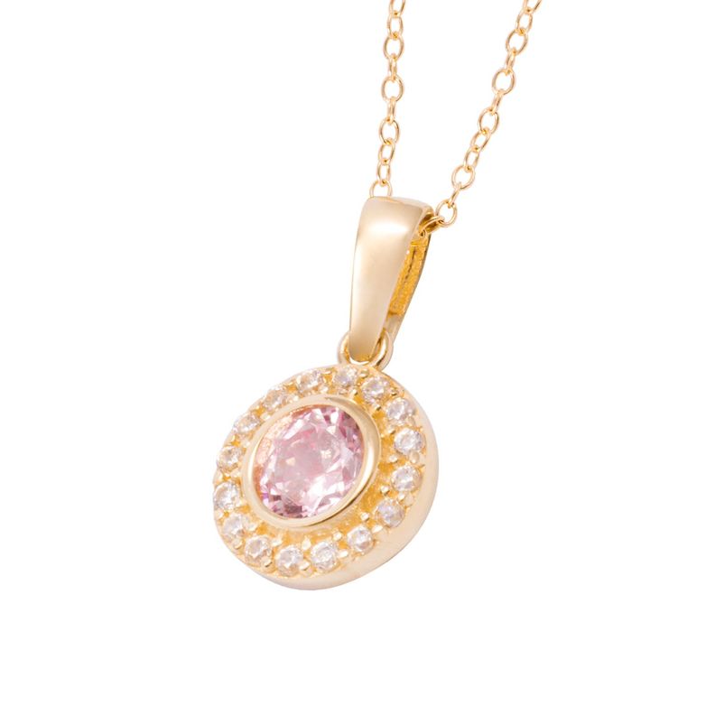 Collar de Oro de 18kt Circonita Rosa de Francia-1