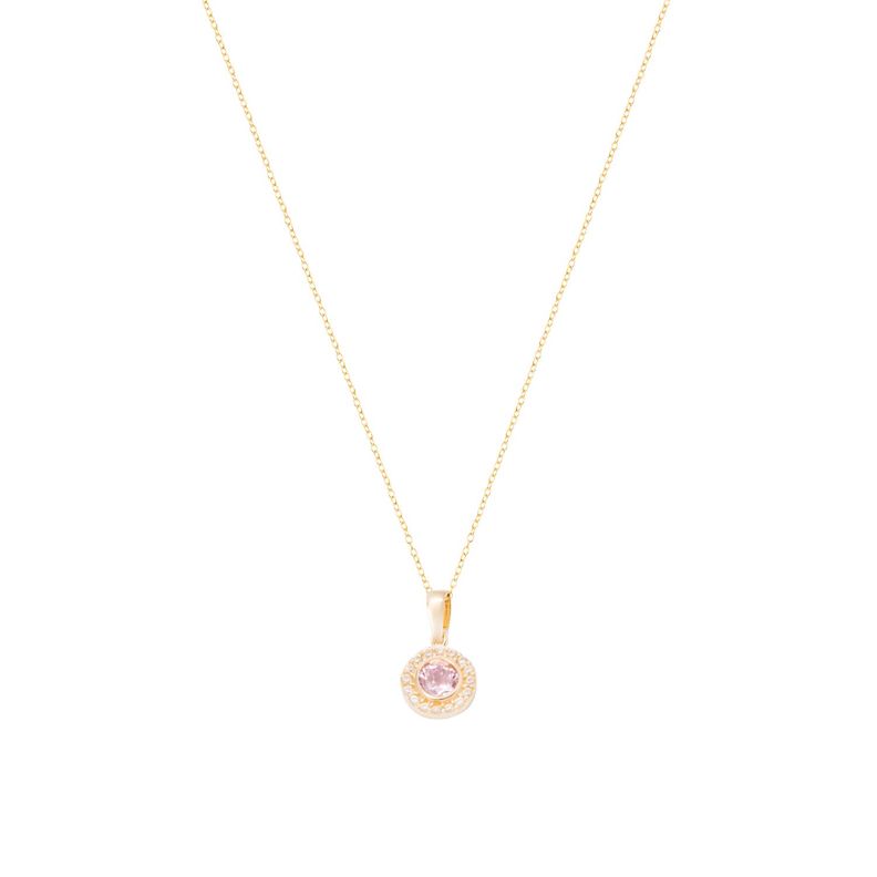 Collar de Oro de 18kt Circonita Rosa de Francia-2
