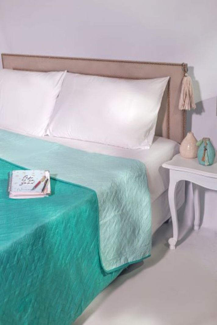 Quilt 2 Plazas Bicolor Cubrecama Reversible Aqua/Verde-0