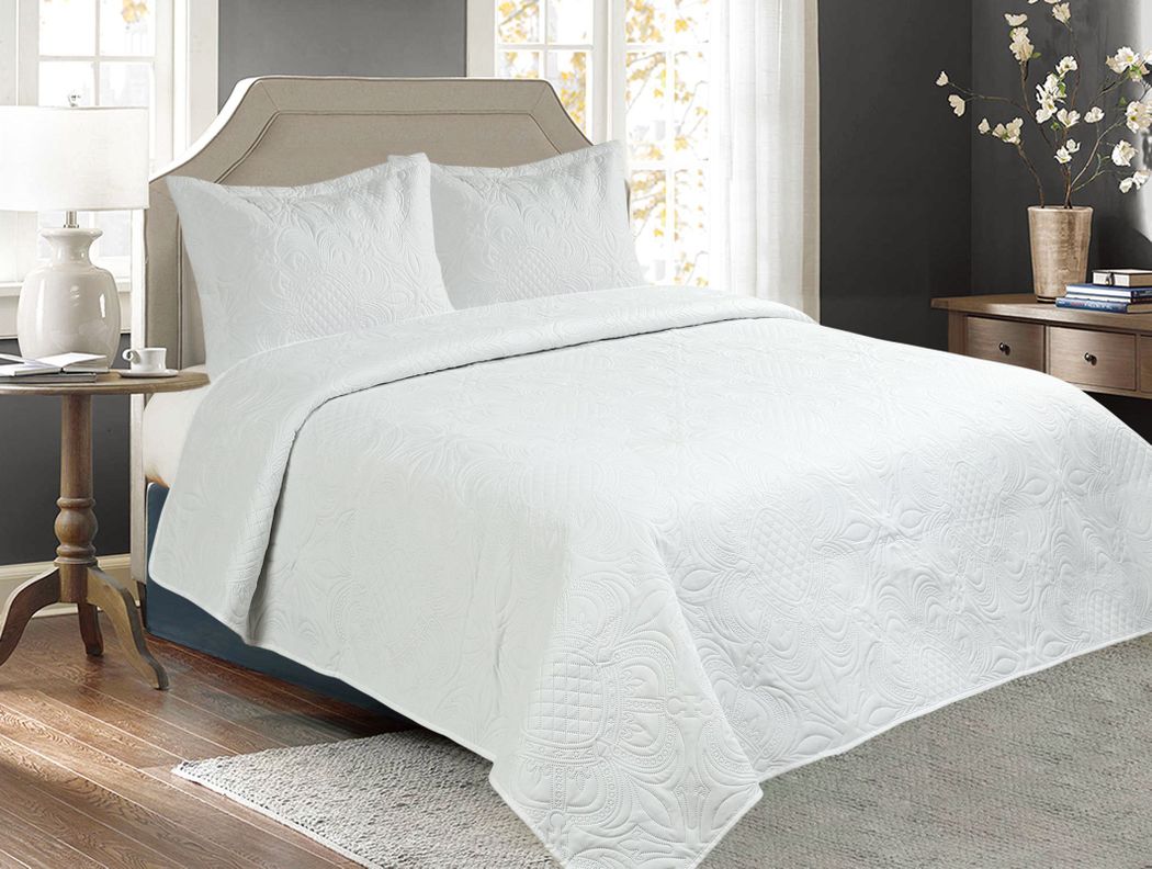 Cubrecama Quilt Cobertor 2 Plazas Panama D3 Blanco-0