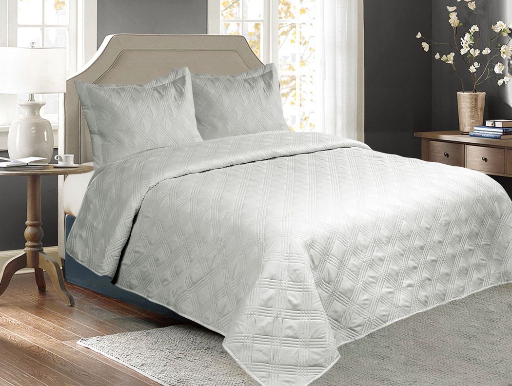 Cubrecama Quilt Cobertor 1,5 Plazas Panama D4 Gris-0