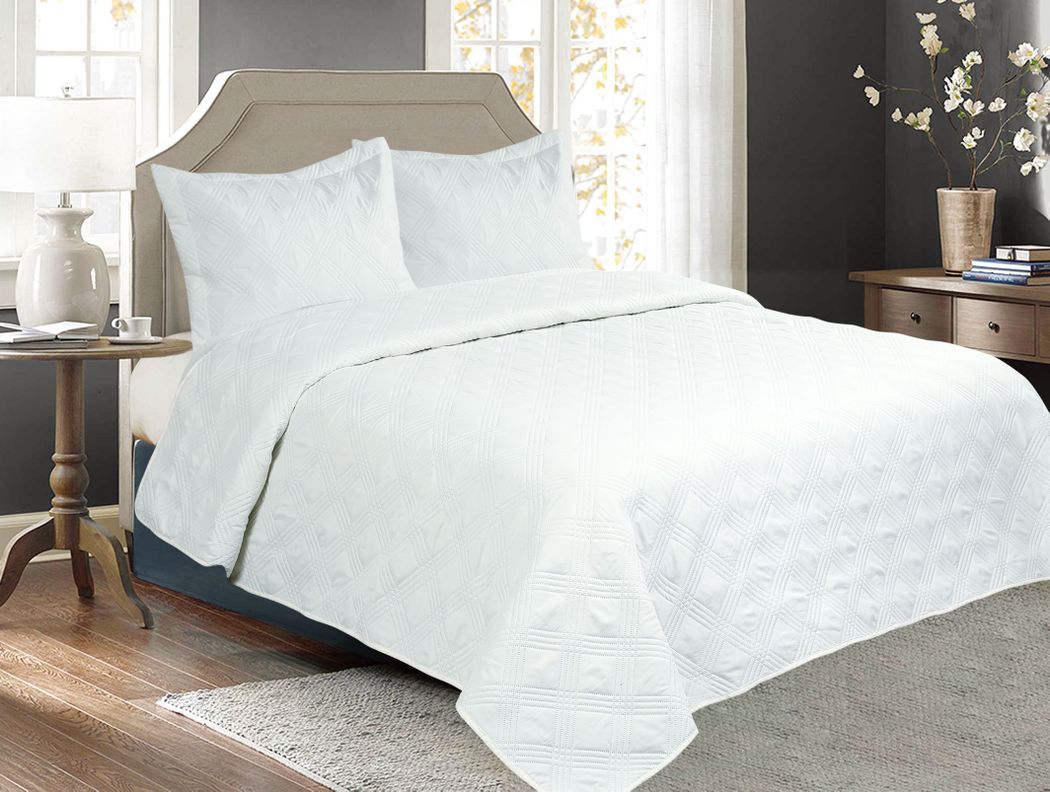 Cubrecama Quilt Cobertor 1,5 Plazas Panama D4 Blanco-0