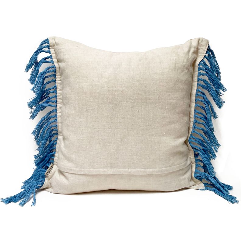 Cojín Lino Fringes Blue 50x50cm-1