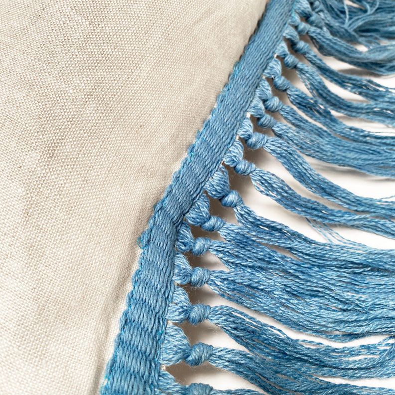 Cojín Lino Fringes Blue 50x50cm-2