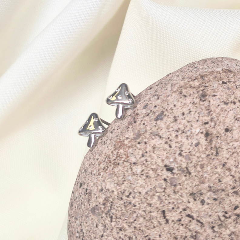 Aros Hongo de Plata 925 con Cristales, Magia, Luz y Proteccion Plateado 10