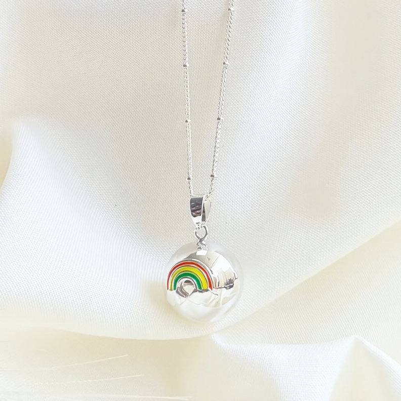 Llamador de angeles del bebe Arcoiris Plateado 20