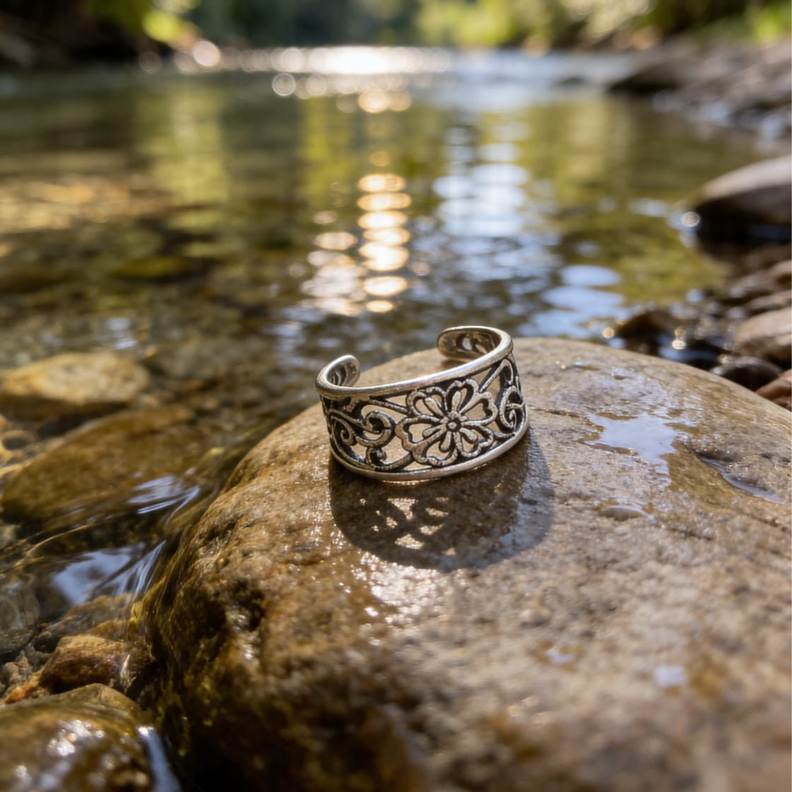Anillo ajustable flores y alegria