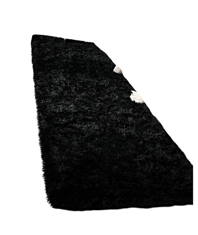 Alfombra peluda pasillera liviana 70x150 ultra suave NEGRO-0