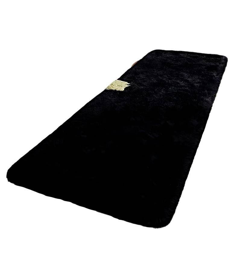 Alfombra peluda pasillera liviana 70x150 ultra suave NEGRO-1