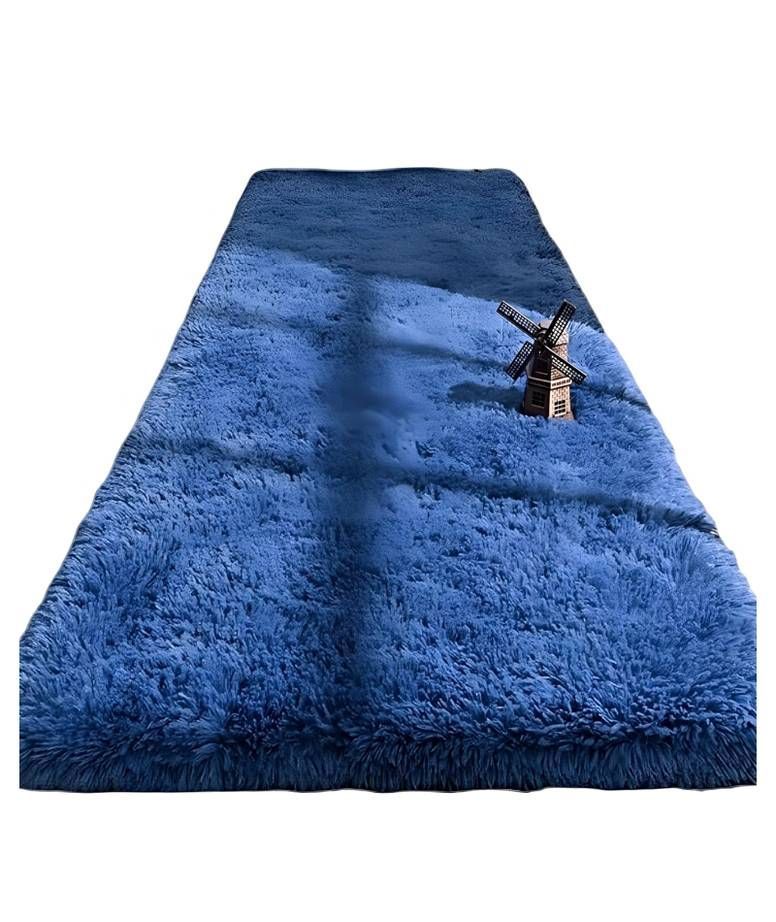 Alfombra peluda pasillera liviana 70x150 ultra suave AZUL-1