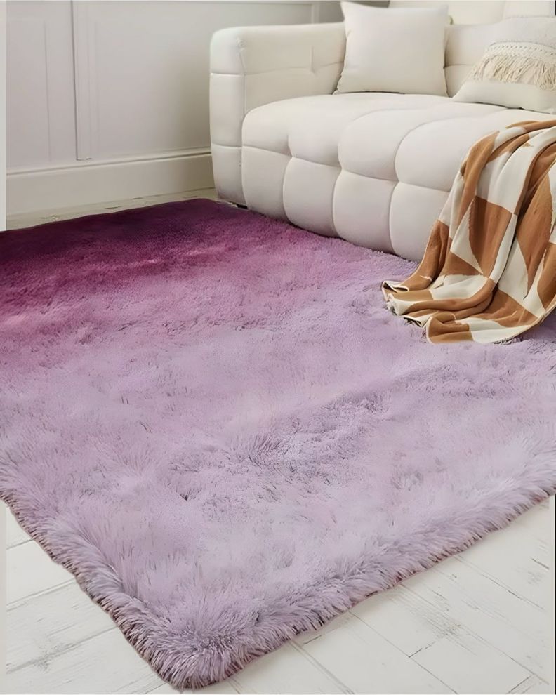 Alfombra peluda Suave 240 x 200 cm Primera Calidad Morado Jaspeado-1