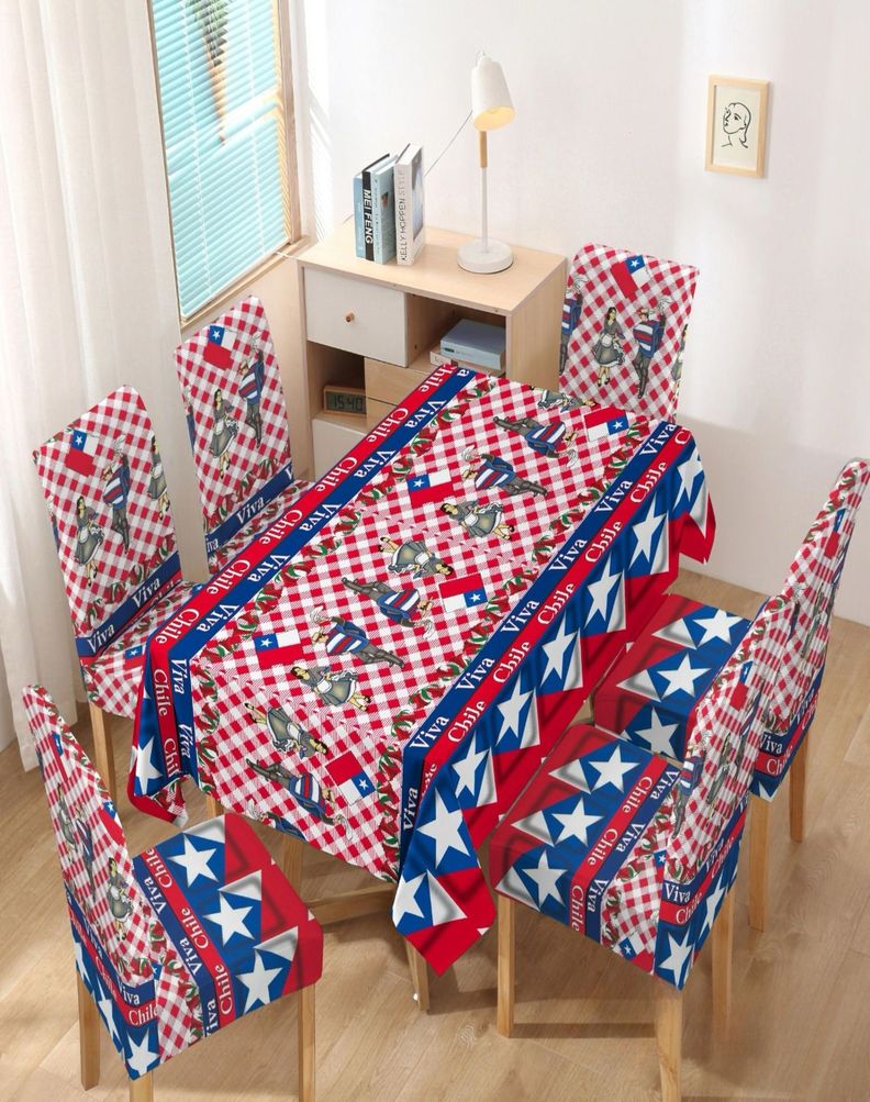 Set De Mantel Más 6 Fundas De Sillas Fechas Patrias 01-1