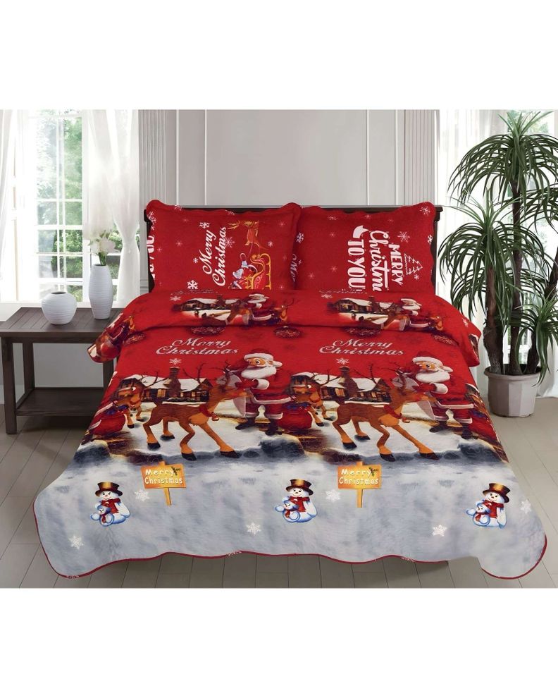 CUBRECAMA QUILT DE NAVIDAD PLAZA Y MEDIA K4