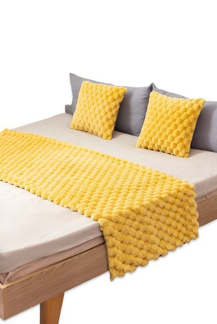 PIECERA DE CAMA DECORATIVA MODELO PERLA AMARILLO-1