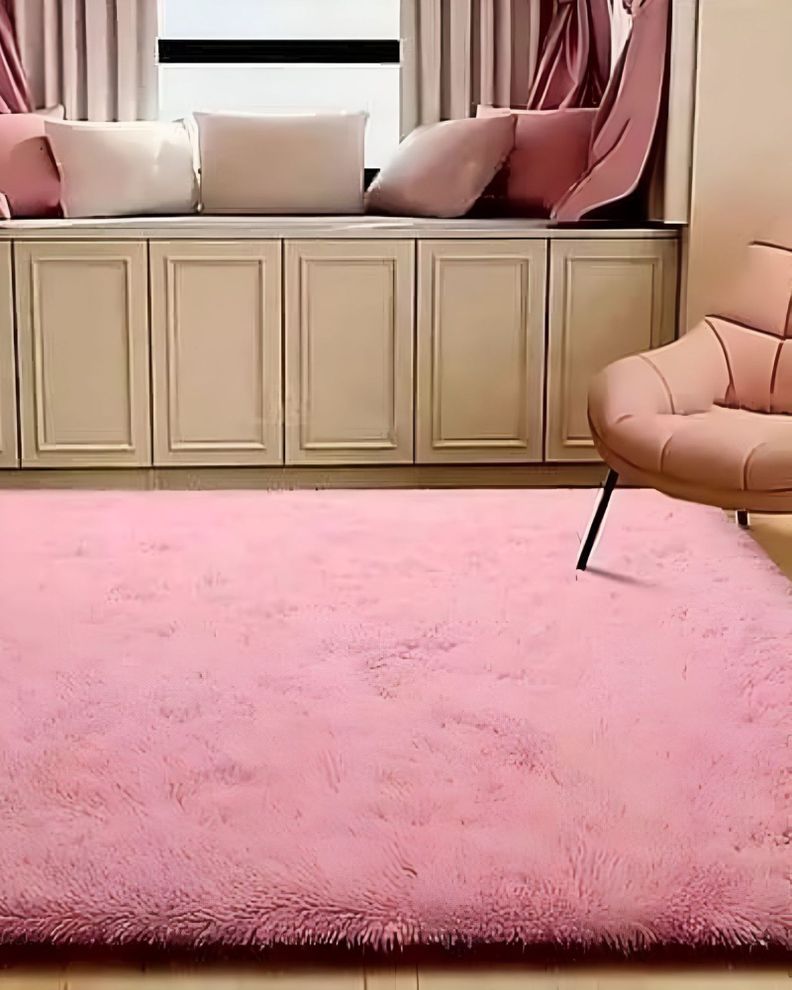 Alfombra peluda Suave 180 x 200 cm Primera Calidad Rosa-0