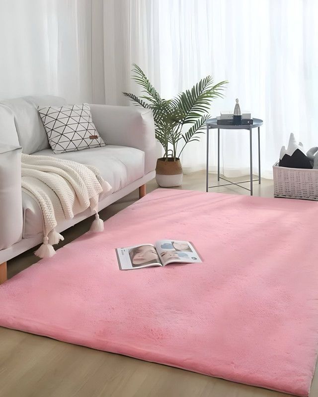 Alfombra peluda Suave 180 x 200 cm Primera Calidad Rosa-1