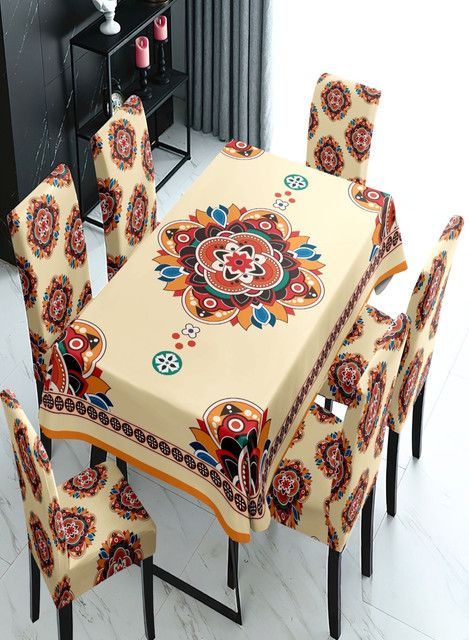 JUEGO DE MANTEL MÁS 6 FUNDAS DE SILLAS      D03-2