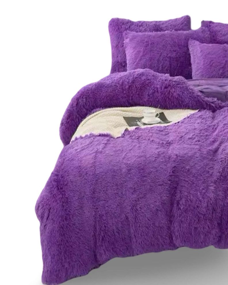 CUBRECAMA CHIPORRO PELUDO 2 PLAZAS MORADO-1