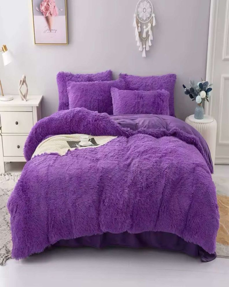 CUBRECAMA CHIPORRO PELUDO 2 PLAZAS MORADO-2