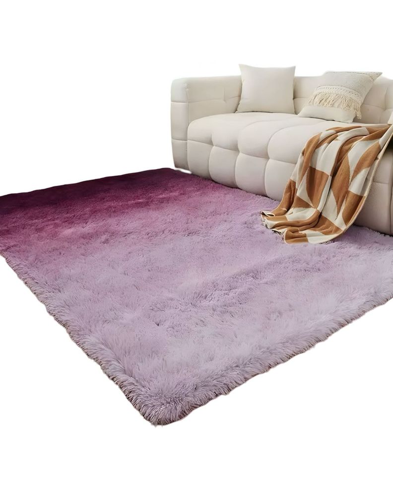 Alfombra peluda Suave 240 x 200 cm Primera Calidad Violeta Jaspeado-0