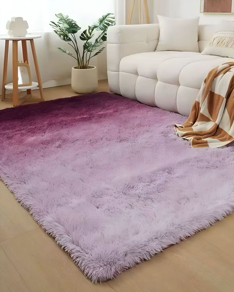 Alfombra peluda Suave 240 x 200 cm Primera Calidad Violeta Jaspeado-2