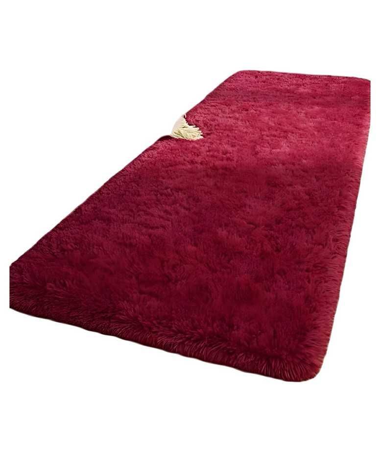 Juego por 2 Alfombra peluda pasillera liviana 70x150 ultra suave BURDEO-0