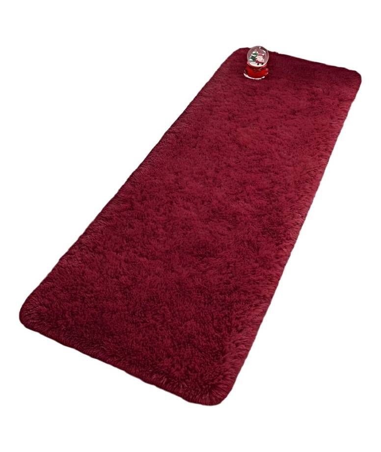 Juego por 2 Alfombra peluda pasillera liviana 70x150 ultra suave BURDEO-1