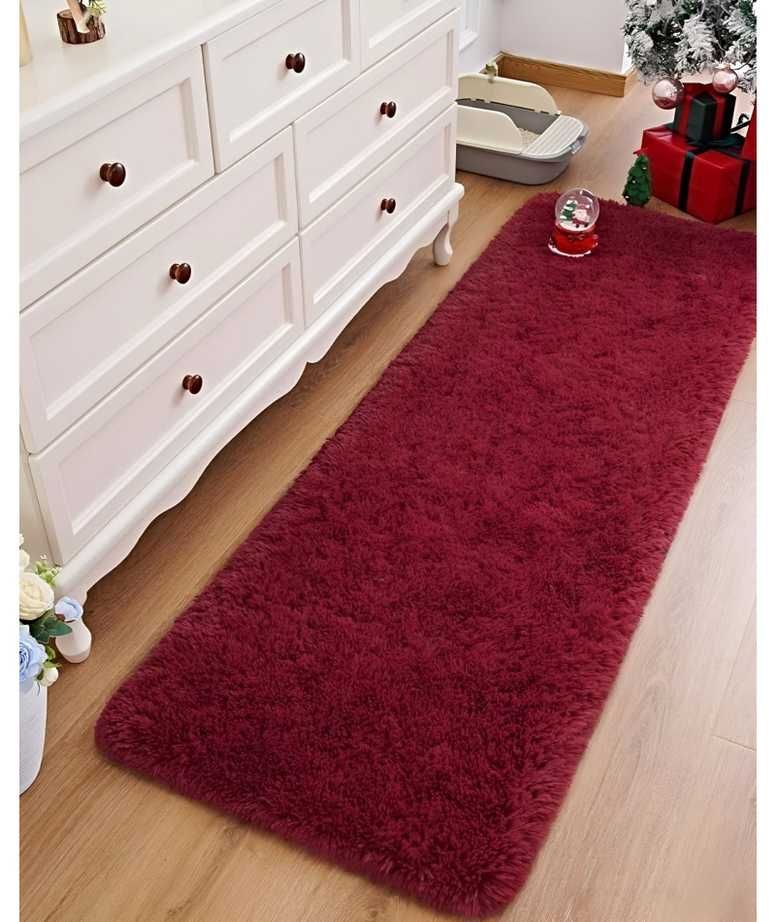 Juego por 2 Alfombra peluda pasillera liviana 70x150 ultra suave BURDEO-2