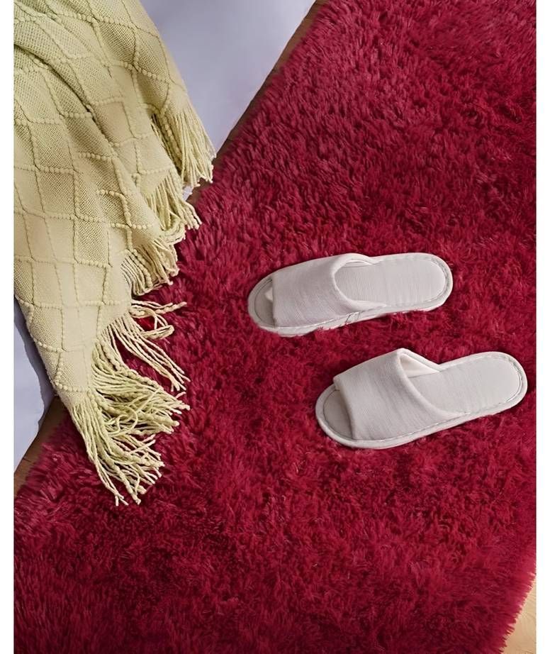 Juego por 2 Alfombra peluda pasillera liviana 70x150 ultra suave BURDEO-4