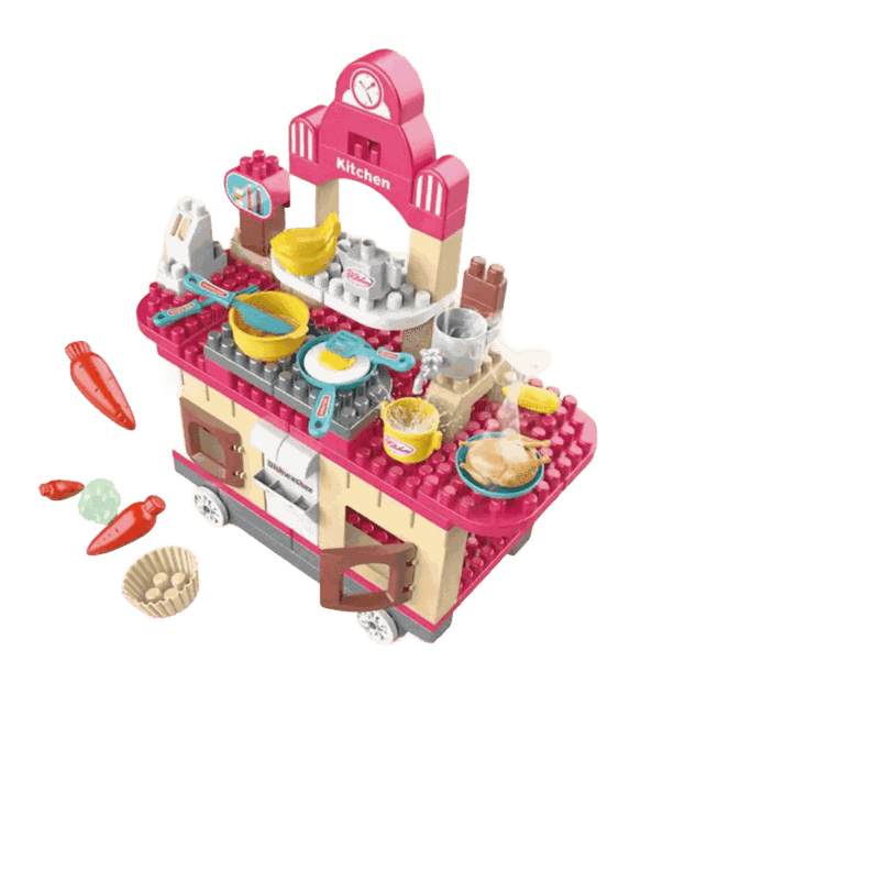Cocina de Construcción 117 Piezas con Accesorios-Rosa-0