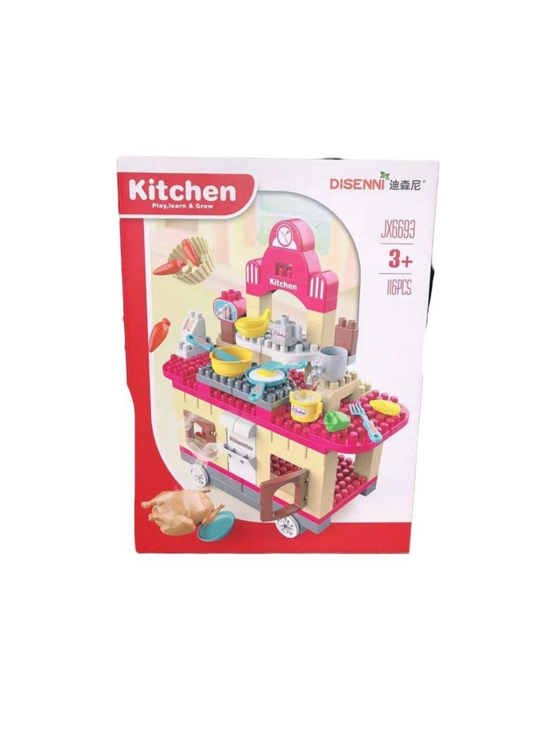 Cocina de Construcción 117 Piezas con Accesorios-Rosa-3