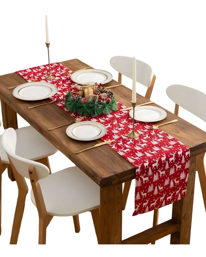 Mantel Camino de mesa diseño navidad lino 30 x 180 cm D02