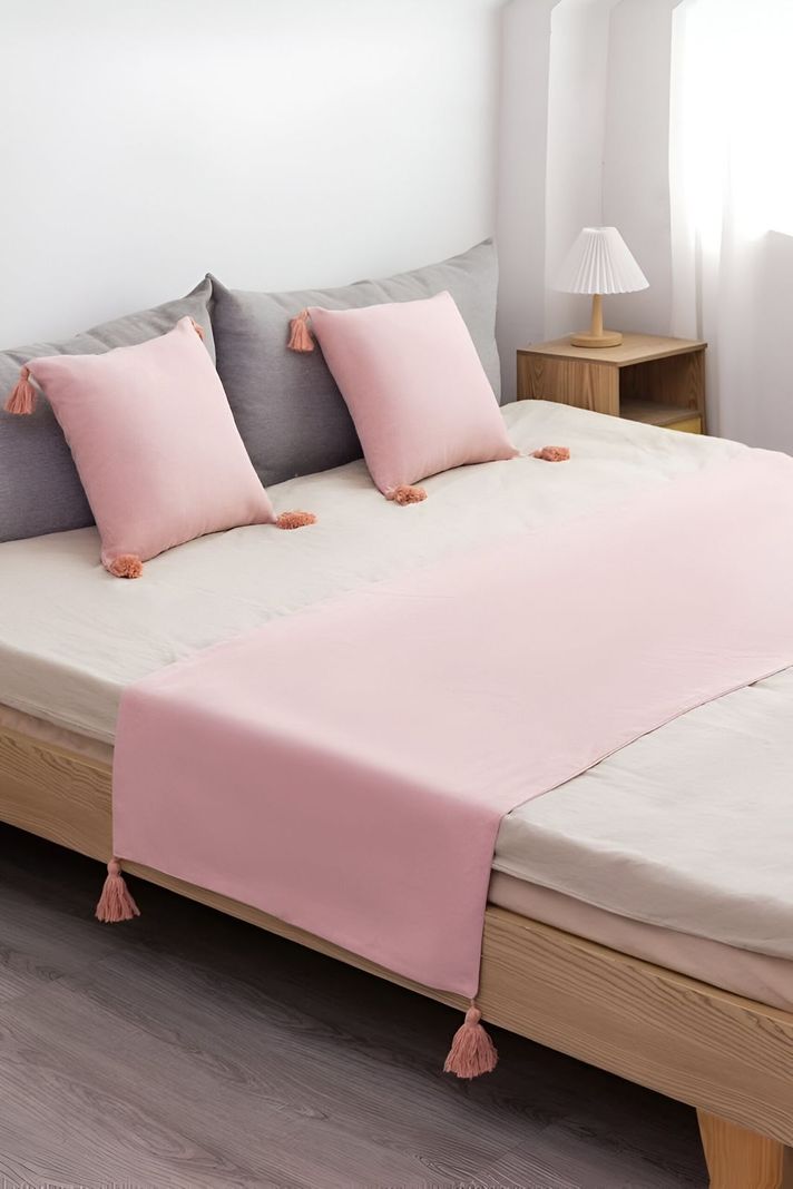  PIECERA DE CAMA DECORATIVA MODELO LINO ROSADO-0